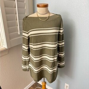 Olive Green Striped Sweater